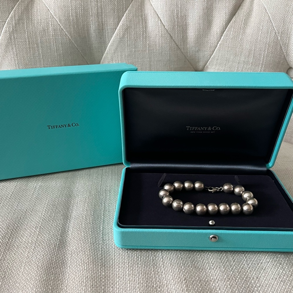 Tiffany & Co. Silver Bead Bracelet in Iconic Blue Box